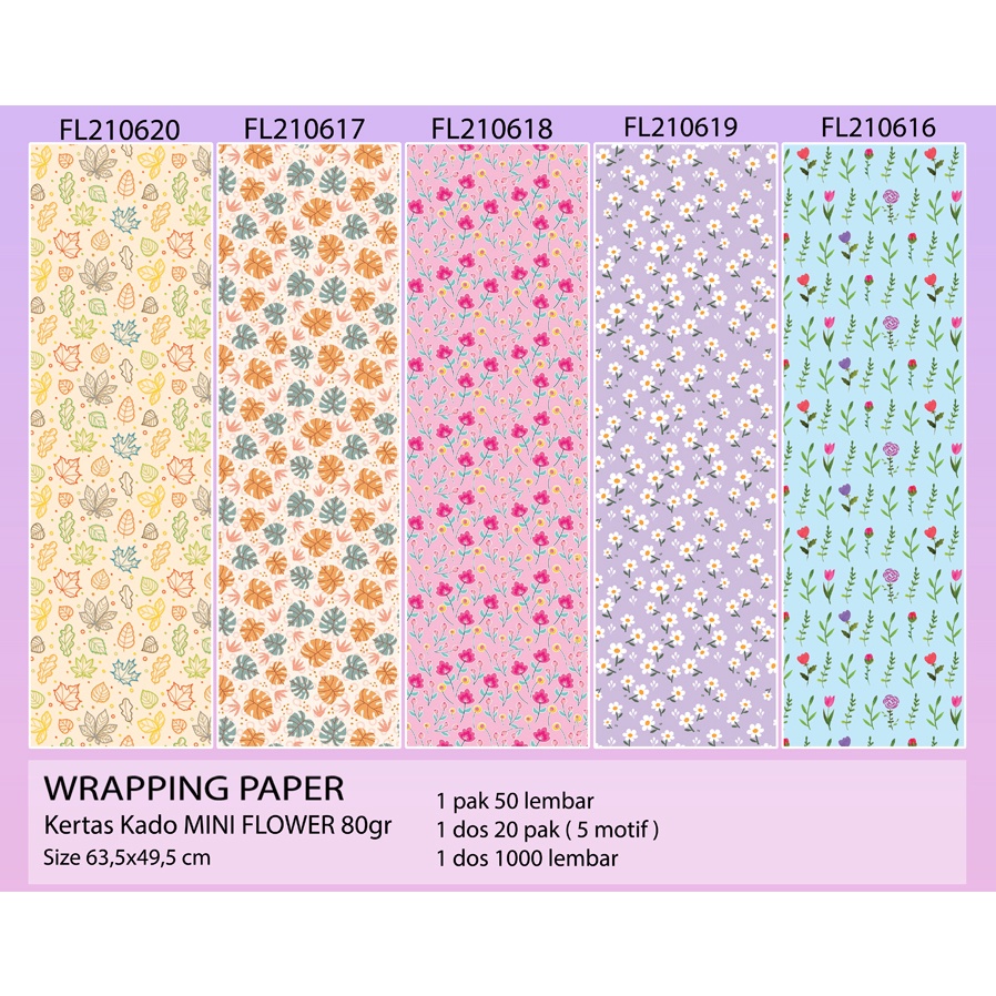 

Kertas Kado Mini Flower, wrapping paper, kertas kado doff, bungkus kado, kertas kado ultah