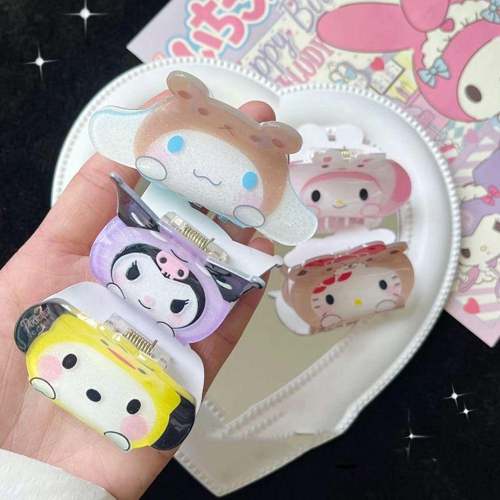 NEEDWAY Kartun Hair Claw Jepit Rambut Fashion Manis Untuk Anak Perempuan Kulomi Hiasan Kepala Cinnamoroll Akrilik Gaya Korea Hair Clip