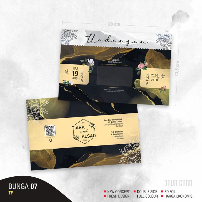 Blangko Undangan Kosong Pernikahan Java Card Bunga 07 TF Tanpa Foil Free Setting