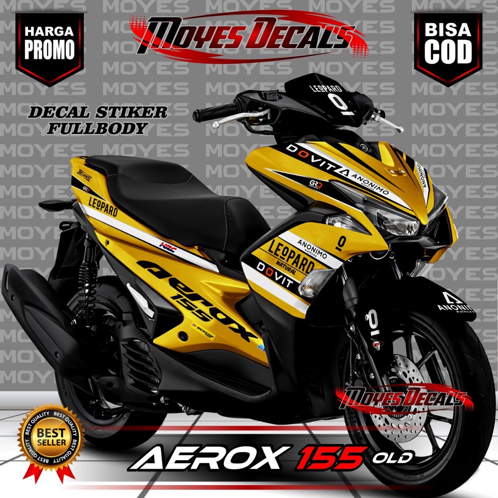Decal Aerox 155 Old Full - Motif Leopard Series Deep Yellow//Kuning Tua