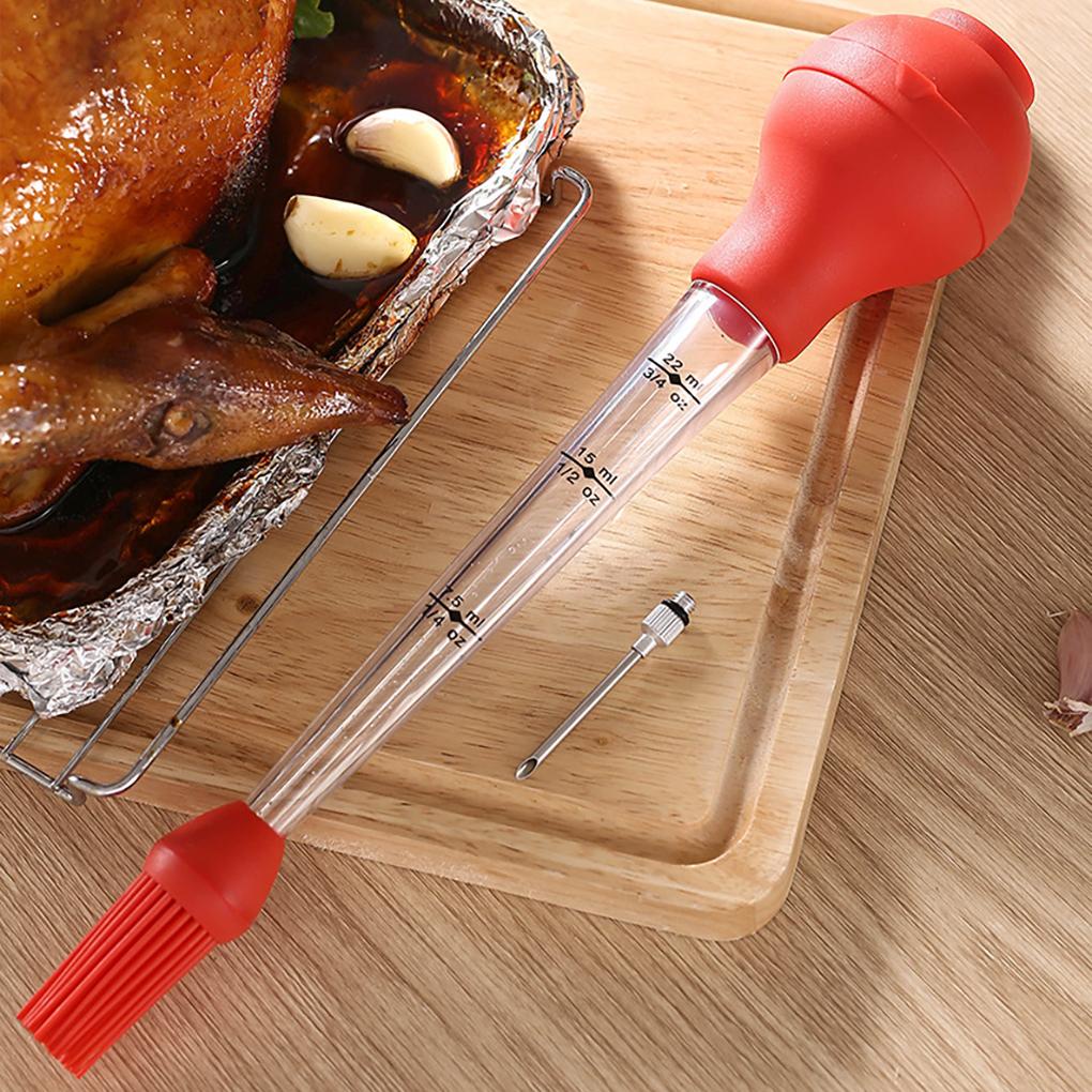 Pompa Bumbu Pipet Stuffer Tabung Pipa Bahan Silikon Handheld Marinade Perlengkapan Dapur Untuk BBQ Memanggang Panggang Ayam