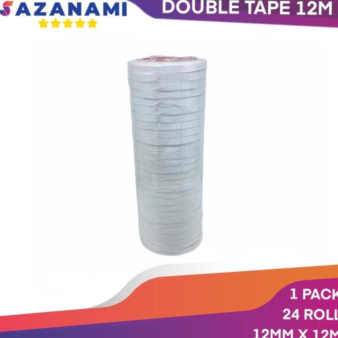 

DOUBLE TAPE 12MM x 12 METER DOUBLETAPE KERTAS PUTIH SAZANAMI ISI 24ROL