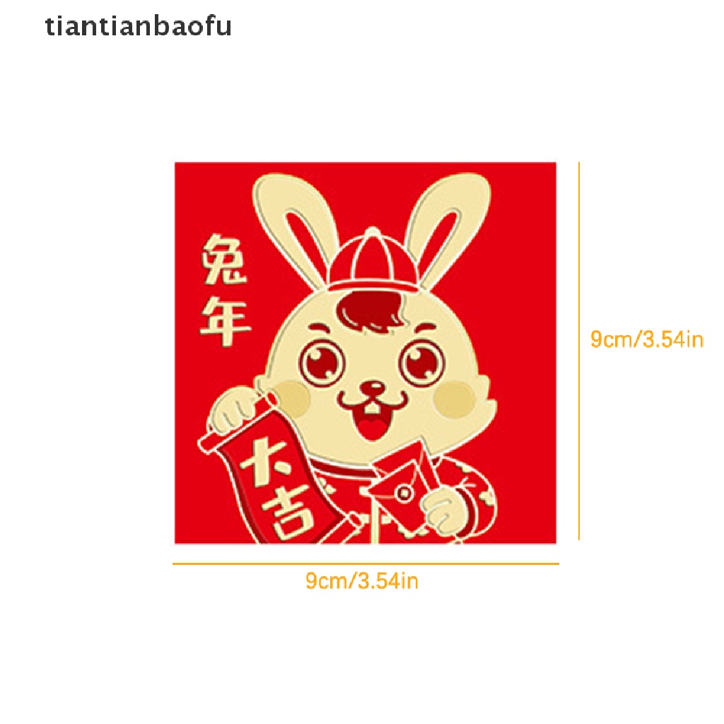[tiantianbaofu] 6 Pcs 2023tahun Kelinci Amplop Merah Imlek Paket Merah Festival Musim Semi Kantong Uang Hongbao Merah Hadiah Amplop Butik