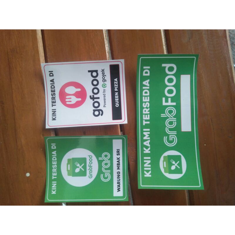 Stiker Online Food/ Stiker Grabfood/ Stiker Gofood/ Stiker Tersedia di Gofood/Bisa Custom Nama Toko