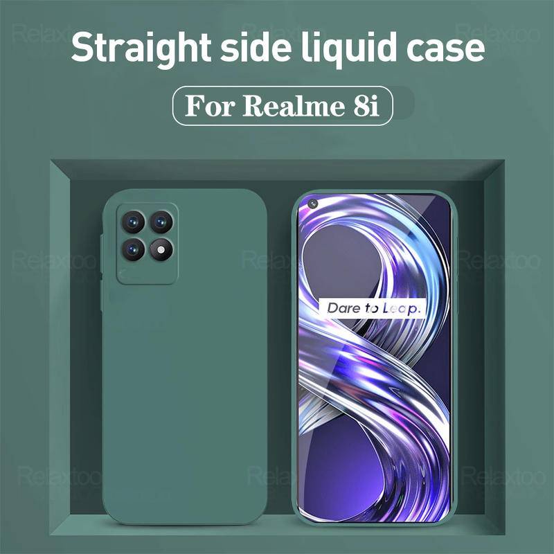 Shockproof Phone Back Cover Untuk Oppo Realmi8 8i 4G 5G Pro Square Cairan Silikon Lembut Pelindung Case