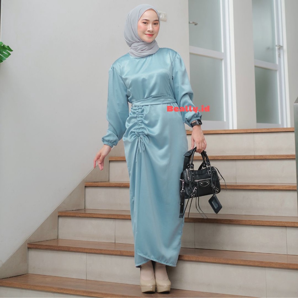 DRESS SERUT SATIN | GAMIS SERUT ABELIA DRESS | BAJU KONDANGAN BRIDESMAID WANITA SATIN SILK