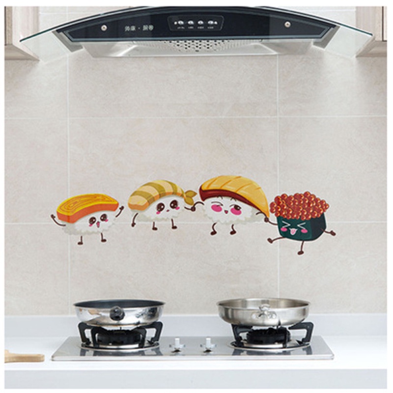 ღ 60*90Cm Lucu Kartun Stiker Transparan Minyak Bukti Stiker Dapur Suhu Tinggi Tahan Air Stiker Dinding Rumah Tangga wallpaper Dapur Stiker