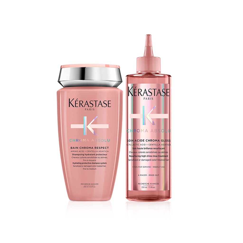 Kerastase Shampoo &amp; Serum Rambut Diwarnai-Bain Chroma Respect 250ml &amp; Soin Chroma Gloss 210ml.