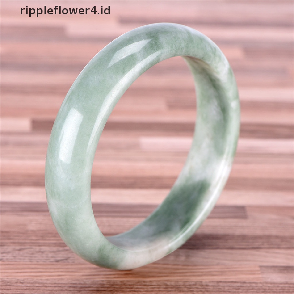 {rippleflower4.id} Gelang Bangle Permata Giok Hijau Alami Elegan Asli Handmade Perhiasan Fashion~