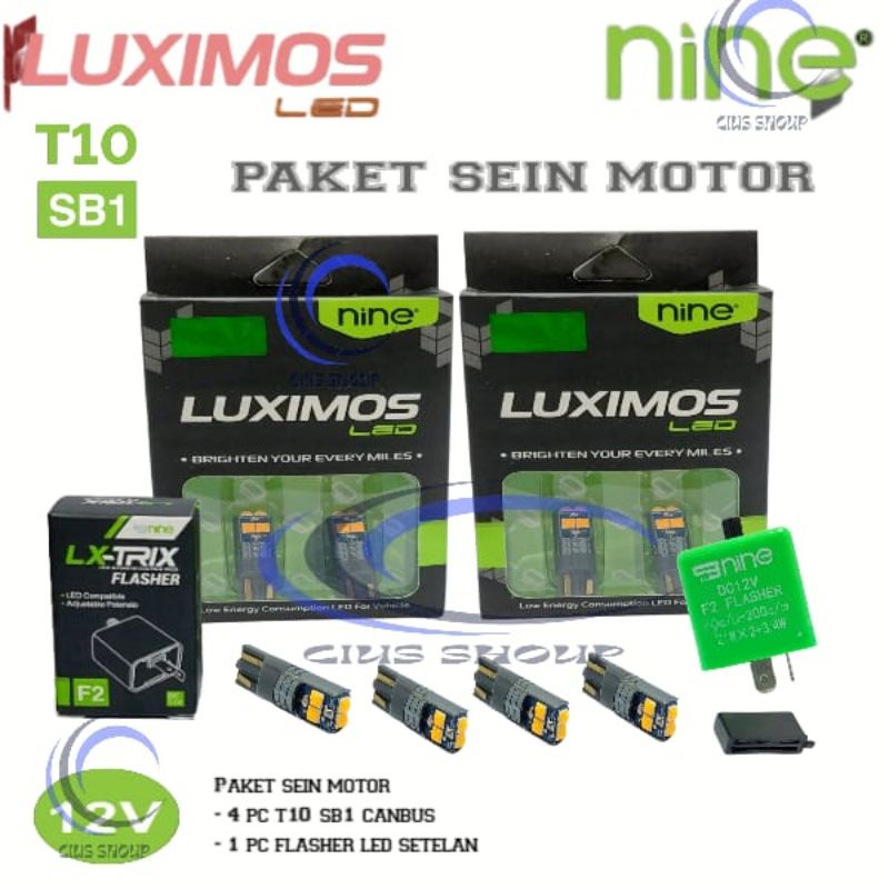 T10 PAKET SEIN DAJJAL MOTOR T10 SB1 CANBUS 6 LED SUPER BRIGHT NINE LUXIMOS NINE UNTUK SEIN MOTOR