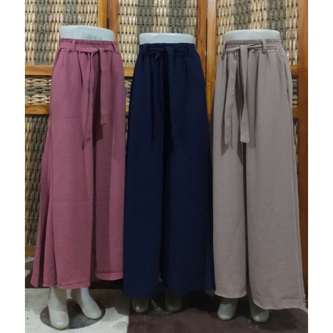 Kulot lebar bahan crinkle / celana kulot santai kuliah cringkle / kulot jumbo wanita