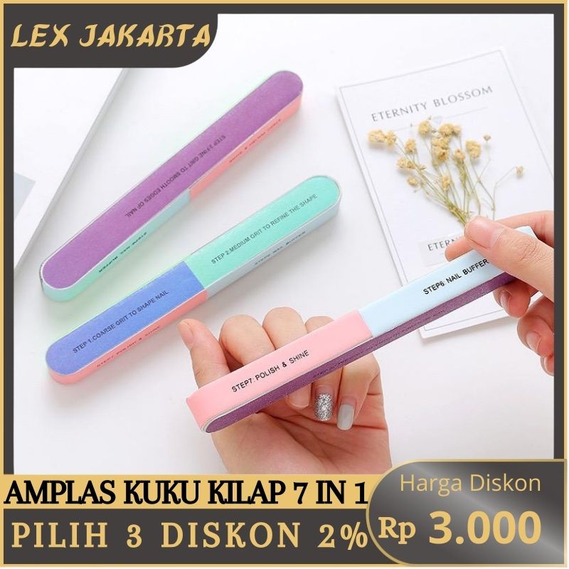 LEXJAKARTA  Amplas Kuku Kilap 7 Step Asahan Kuku 7in1 Alat Manicure Pedicure Kikir Kuku Kilap Alat Kikir Kuku Buffer Kuku Alat Penghalus Kuku Nail Buffer