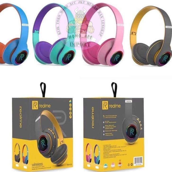 Obral Murah HEADPHONE BLUETOOTH REALME WIRELESS 66 BT LED/ HEADSET BLUETOOTH REALME RMA 66