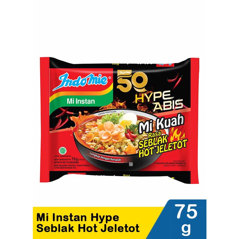 

Indomie Mi Instan Hype Seblak Hot Jeletot 75G