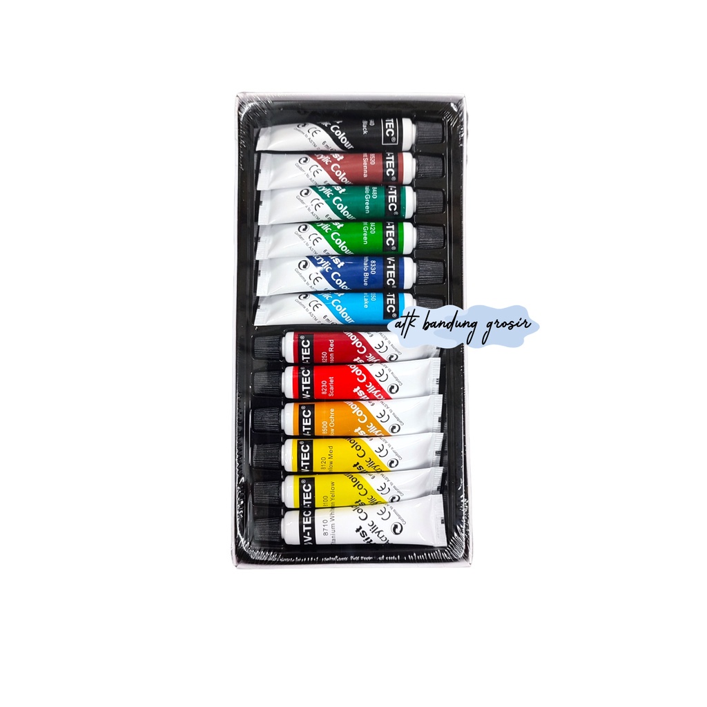 

RK Cat Akrilik V-TEC VT-612/A Acrylic Colours 12 Warna x 6 ML - Set SHESB