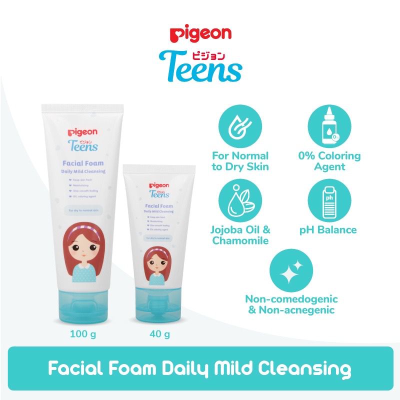 PIGEON Teens Facial Foam Daily Mild Cleansing 40g &amp; 100g