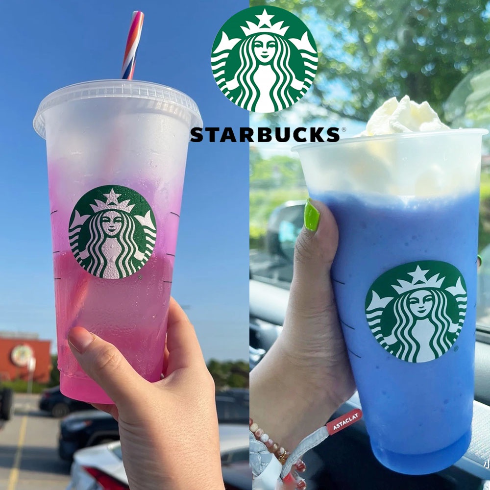 Starbucks Tumbler Berubah Warna Colour Transparan Cup Reusable Cup Color Changing Cups