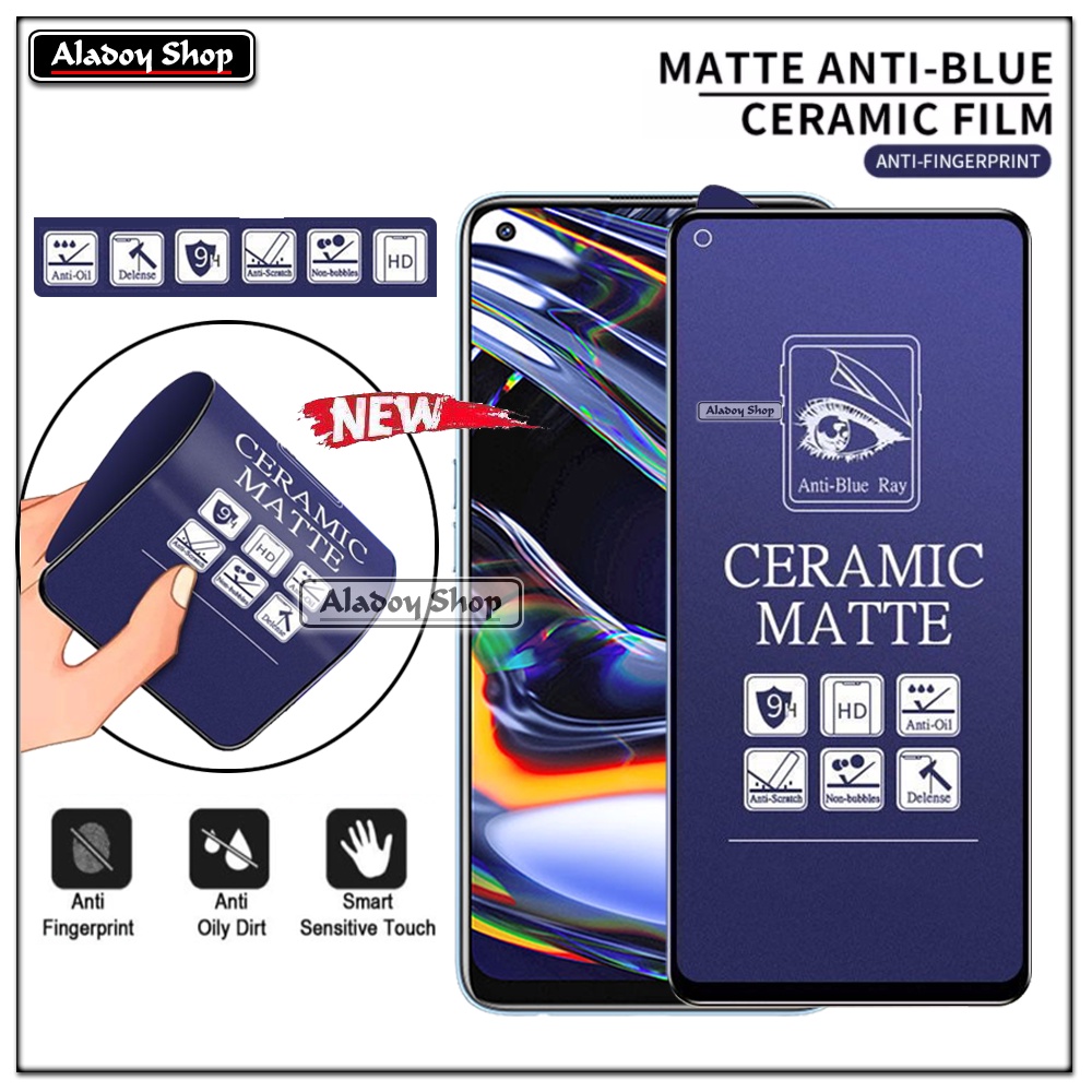 PAKET 3IN1 Anti Gores Blue Matte Anti Glare Realme 7 Pro + Tempered Glass Camera dan Skin Carbon