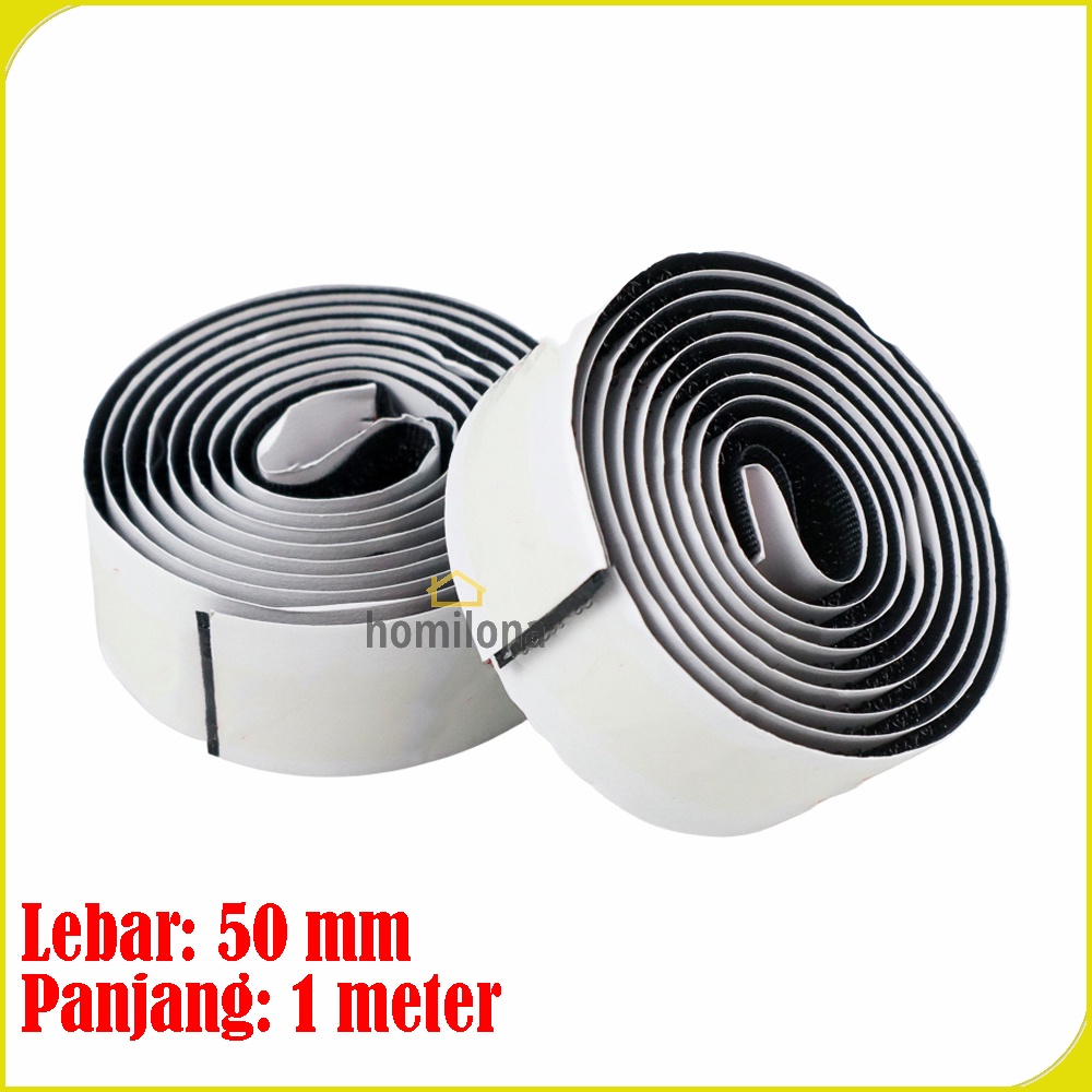 Lakban Velcro Hook and Loop Magic Nilon Sticker 1 Meter TaffPACK ZNK006 Black