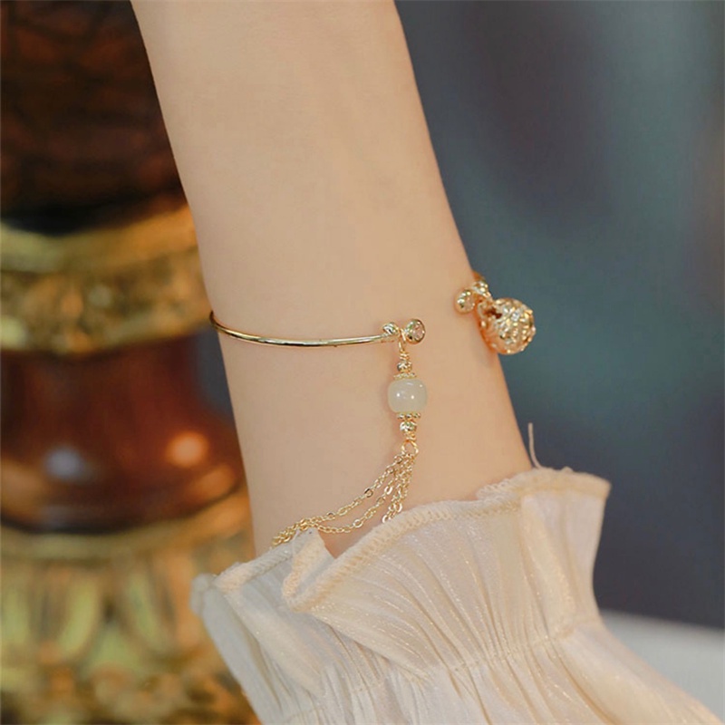 18k Emas Korea fashion Rumbai transfer Manik bell Wanita Siswa adjustable Gelang Hadiah Perhiasan