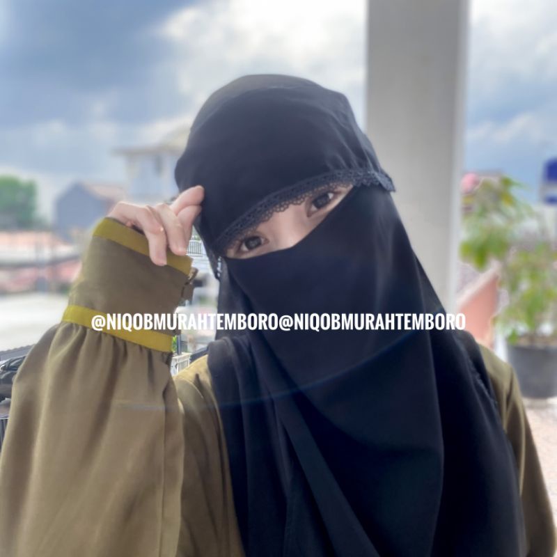 Niqab Cadar Poni Renda