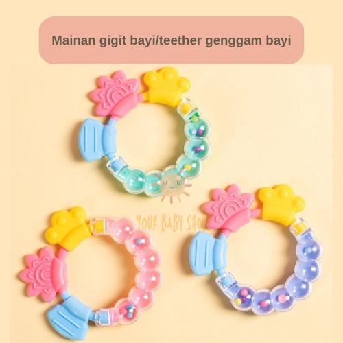 Mainan Gigitan Bayi/Mainan Rattle Genggam Bayi/ Teether Bayi/ Empeng Bayi/ Teether Rattle Genggam Bayi