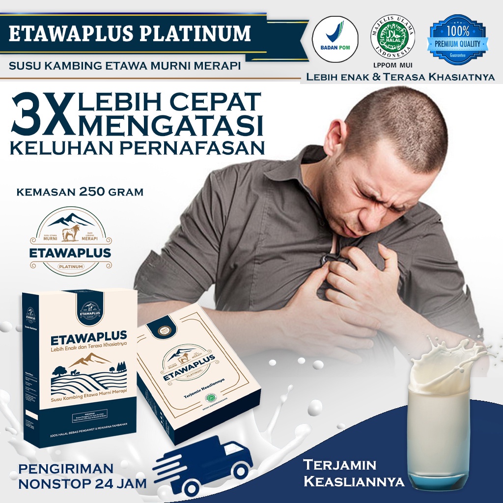 Susu kambing ETAWAPLUS PLATINUM  terbuat dari 100% susu kambing etawa asli Untuk kepadatan tulang,pernafasan dan lain lainnya