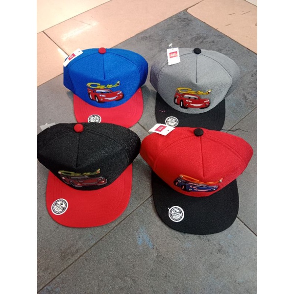 Topi snapback anak Cars/hip-hop anak tempelan karet/topi snapback anak/hip-hop anak