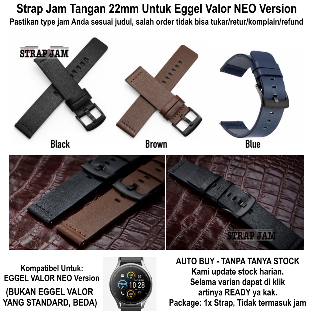 Strap Eggel Valor Neo Version 22mm - Tali Jam Tangan Modern Leather Kulit Polos Simple