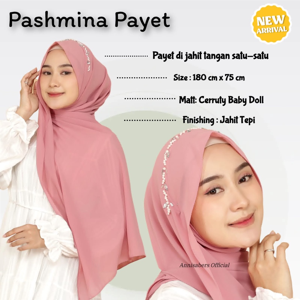 Pasmina payet / Pashmina payet / Pashmina payet mutiara bahan cerruty / Pashmina payet bando / Hijab