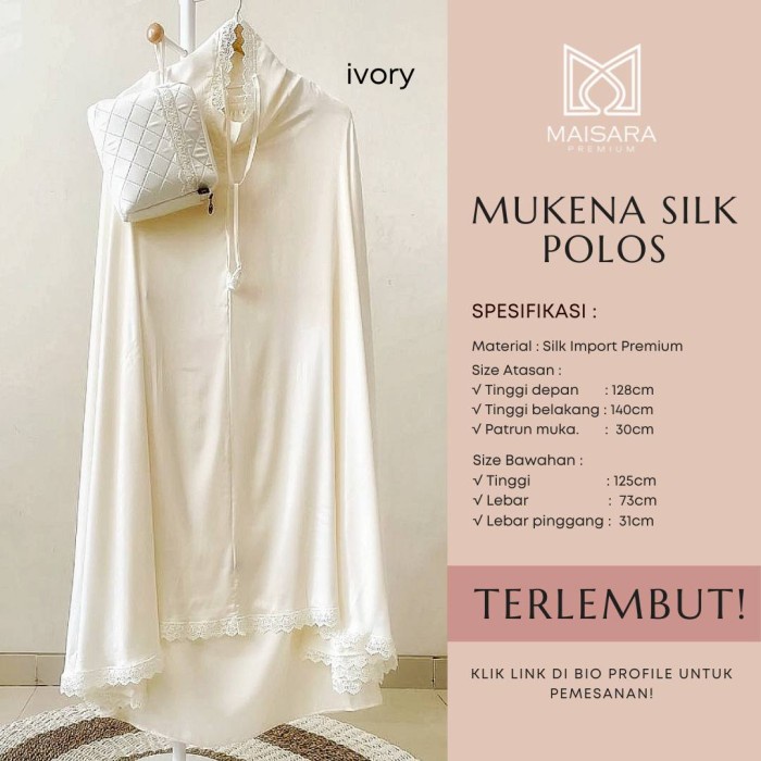 {FamilyStore} Mukena Silk Maisara Premium / Mukena Silk Polos Maisara Original - Ivory Limited