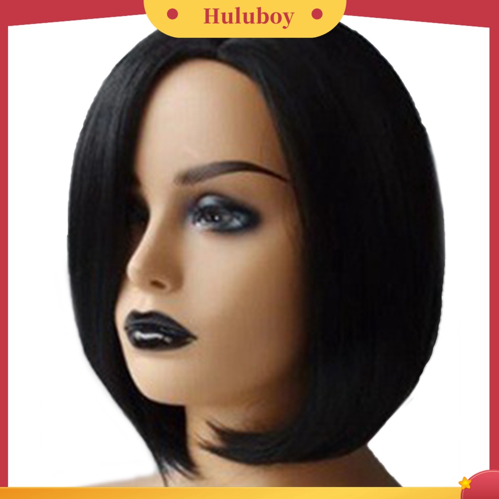 Wig Rambut Sintetis Model Bobo Pendek Lurus Untuk Wanita