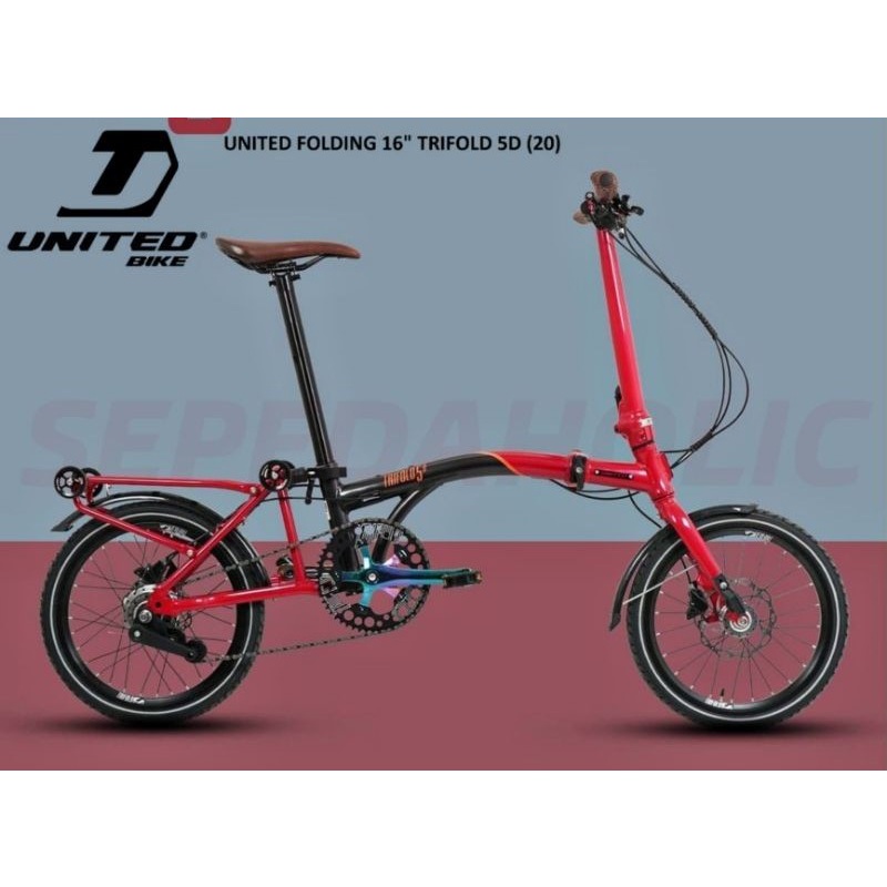 Sepeda Lipat United Trifold 5D Ukuran 16 Inch Alloy 5Sturmey Rem