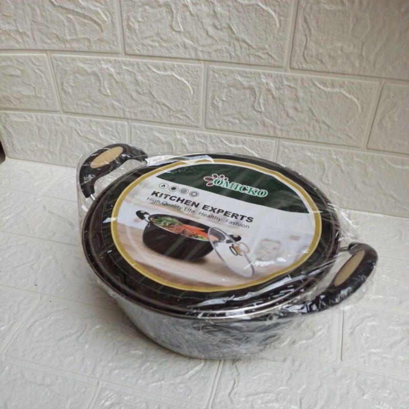 Baru PANCI KUAH TUTUP KACA SAYUR OMICKO 22CM / 24CM TUTUP KACA WAJAN ANTI LENGKET Kuah Enamel