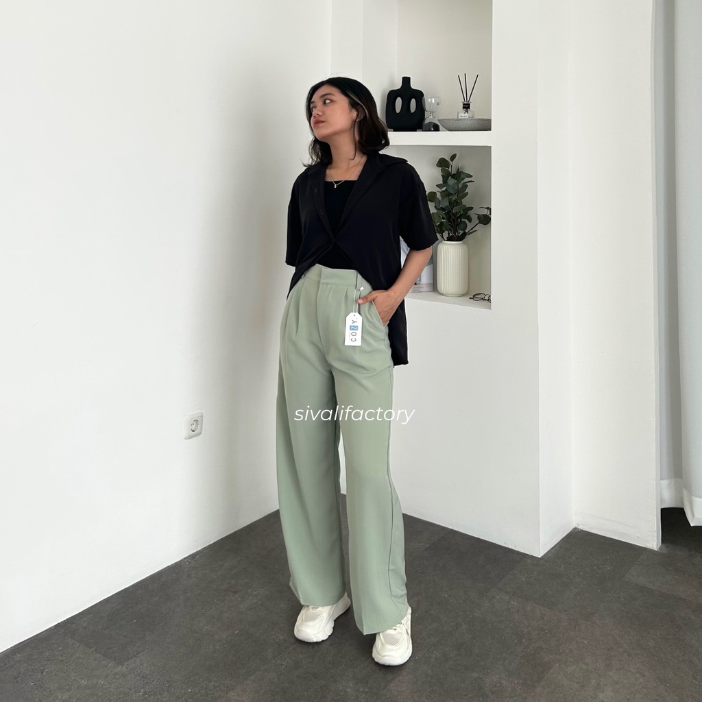 SIVALI Loose Pants Trousers Wanita - Celana Anti Kusut - Celana Kulot Wanita - Celana Kantor Formal/Casual 118