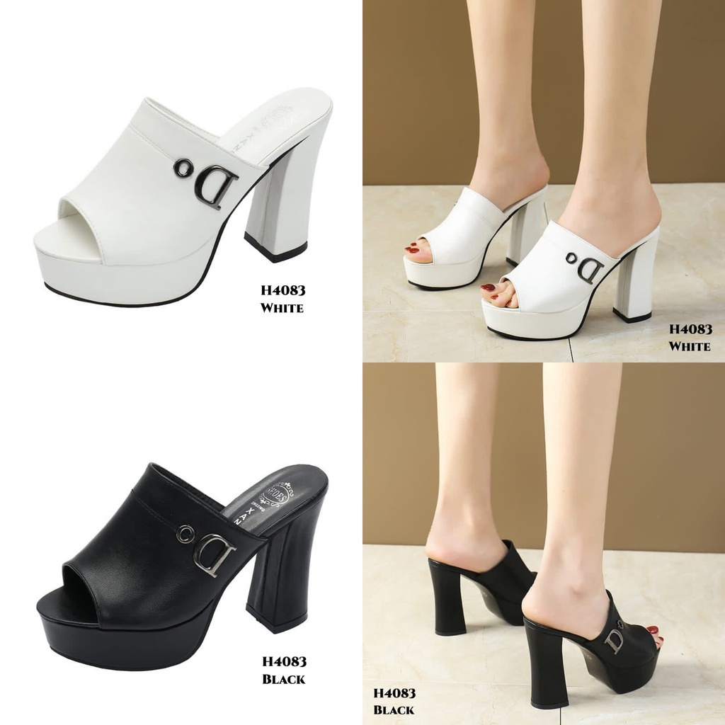 PRF High Heels Chunky Platform Mules Fashion Korea H4083