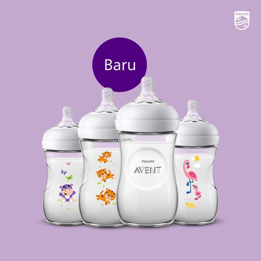Philips Avent Natural Bottle Single 9Oz SCF627 - 260ml (Tersedia Varian Motif)