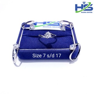 Image of Cincin Perak Wanita Asli Silver 925 Lapis Emas Putih Model Desi Batu Putih - Cincin Wanita Anti Karat