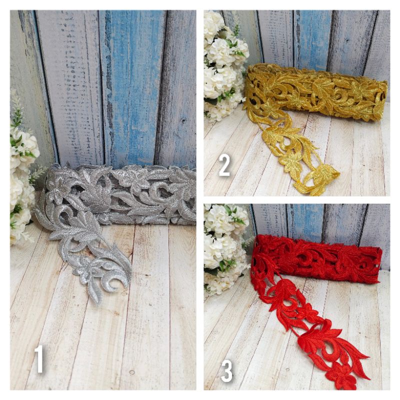 #Renda bordir motif bunga meteran