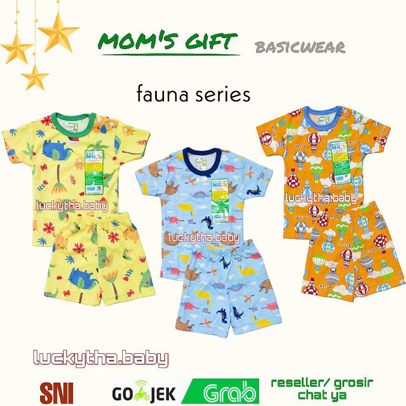 mom's gift- setelan pendek bayi 0-4 tahun bahan cotton fauna series,Dino,elephant,pinguin mom gif terbaru/ setelan pendek mom's gift terbaru