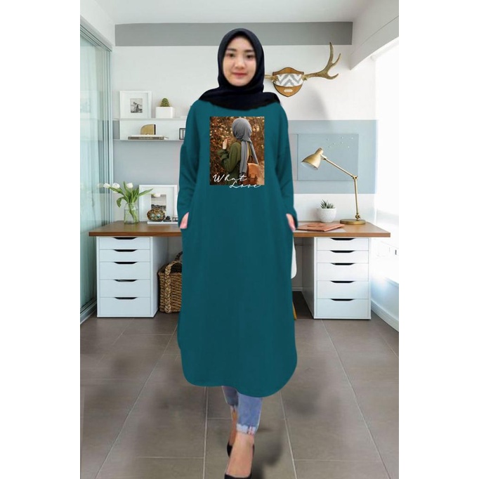 Tunik wanita DTF HIJAB WHAT / tunik murah / tunik kekinian / tunik panjang / tunik import / tunik jumbo