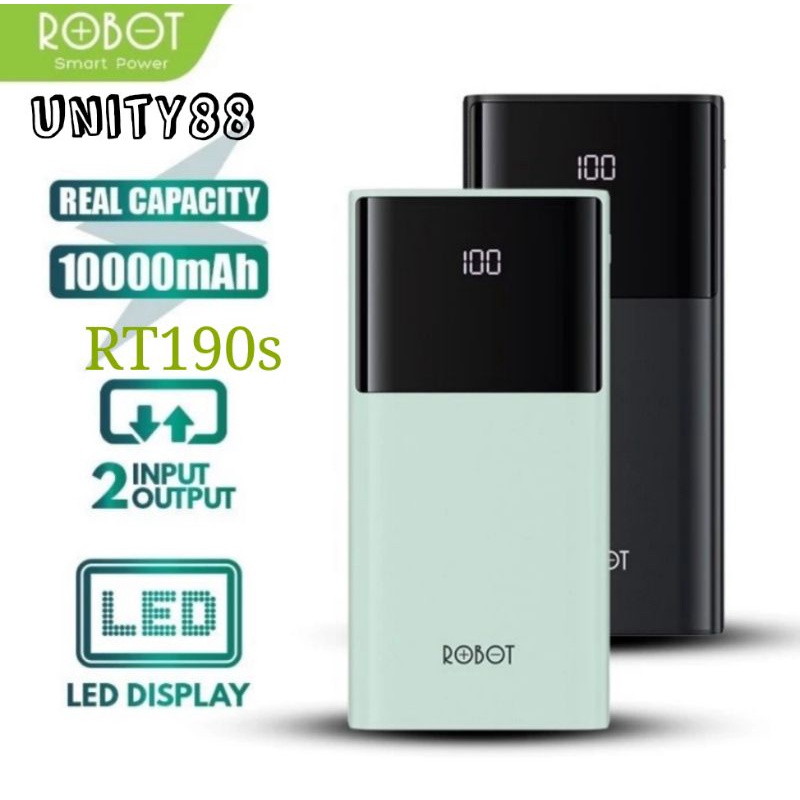 Robot RT190S 10000mAh LED Dual Input USB-C & Micro USB baru RT190 RT-190s