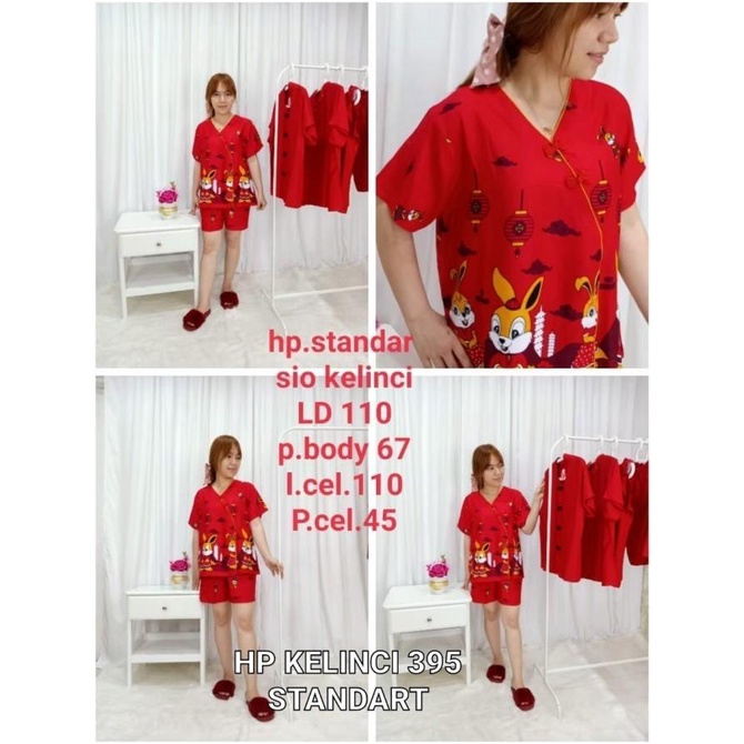 Baju Tidur Piyama Imlek Kaos Cing Cing Shio Kelinci Rabbit 2023