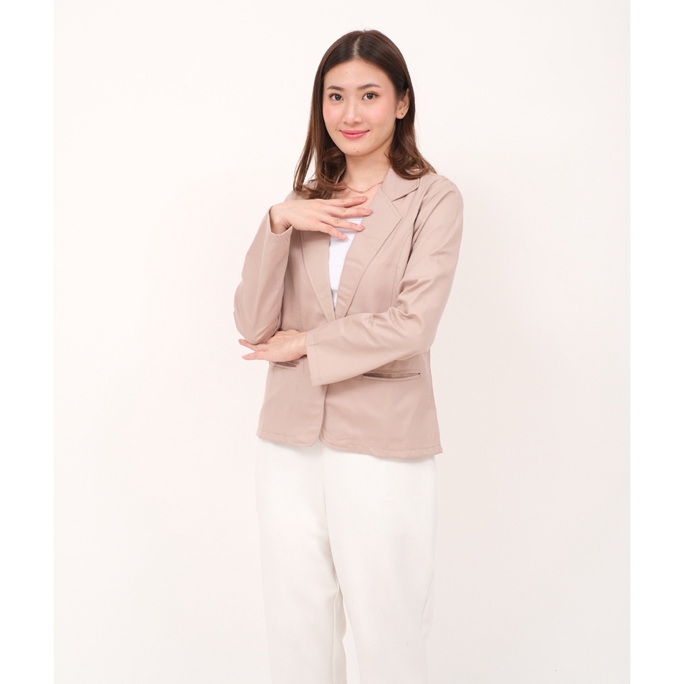 NHM Blazer Kerja Wanita Formal Geby | Outwear Basic Katun