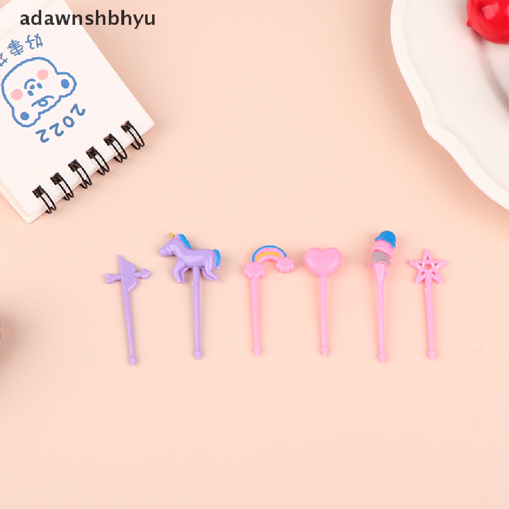 Adawnshbhyu 1set Garpu Buah Animal Food Grade Mini Kartun Anak Kue Buah Tusuk Gigi Bento ID