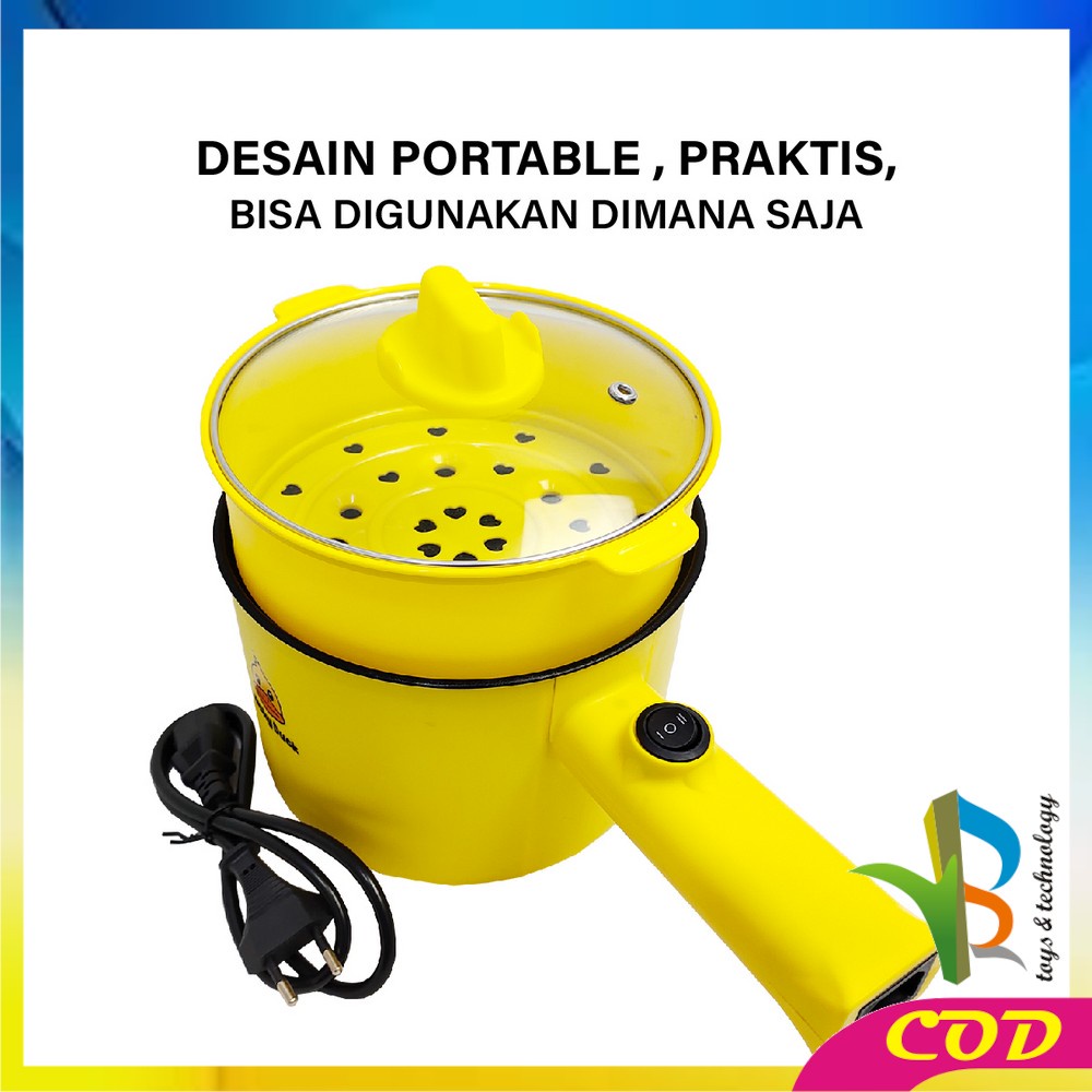 RB-C520 Panci Elektrik 2IN1 Dengan Keranjang Kukus Motif Bebek / Panci Mie Instan Listrik Serbaguna / Panci Kukus