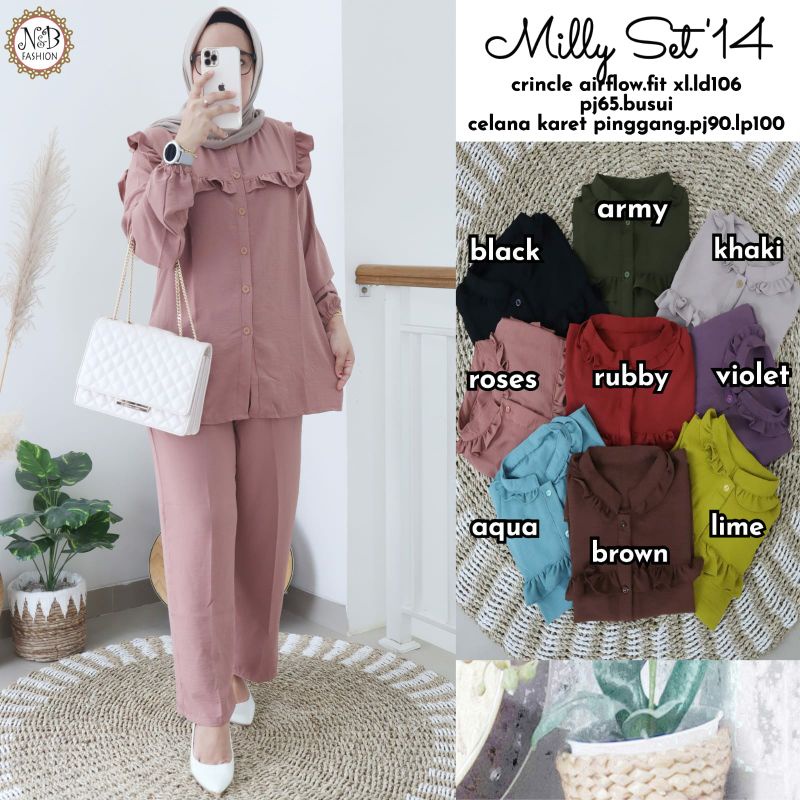 milly set setelan celana wanita modis