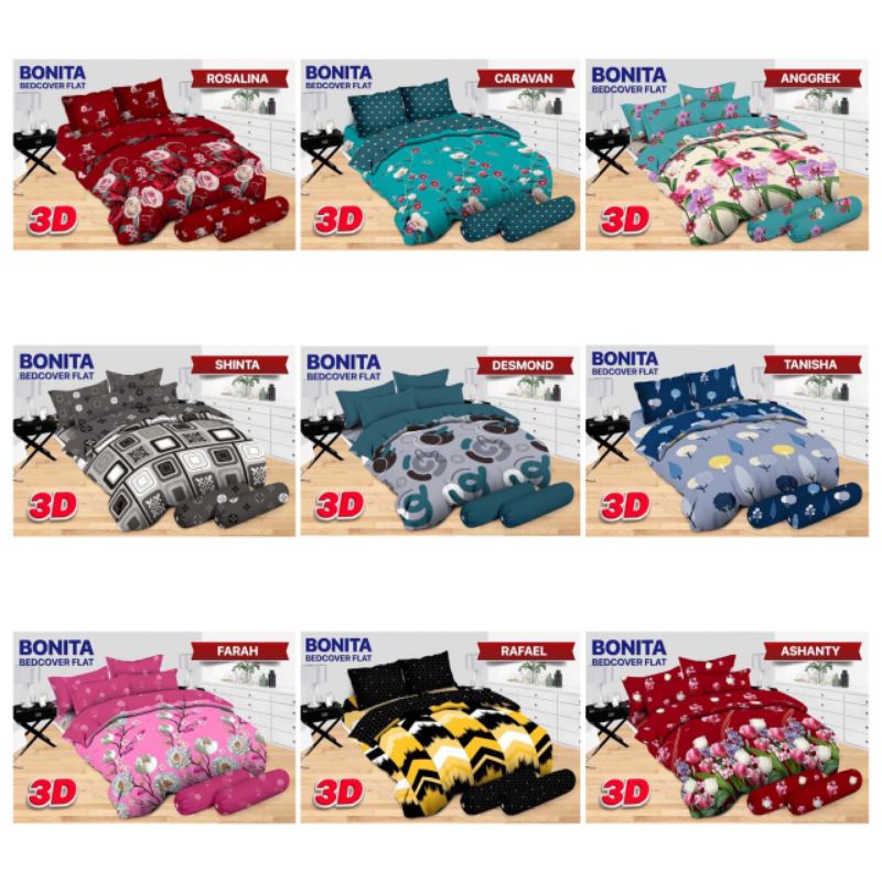 bedcover set bonita 180x200/ badcover set 180x200 bonita disperse motif terbaru