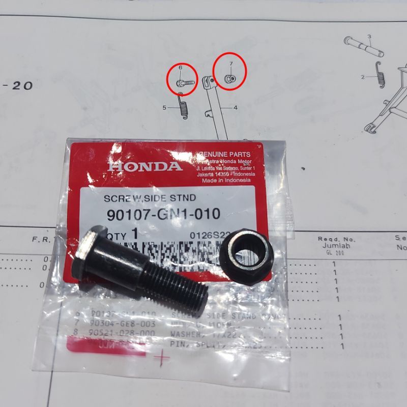 Baut Standar Samping Honda CRF 150 Tiger Megapro Original