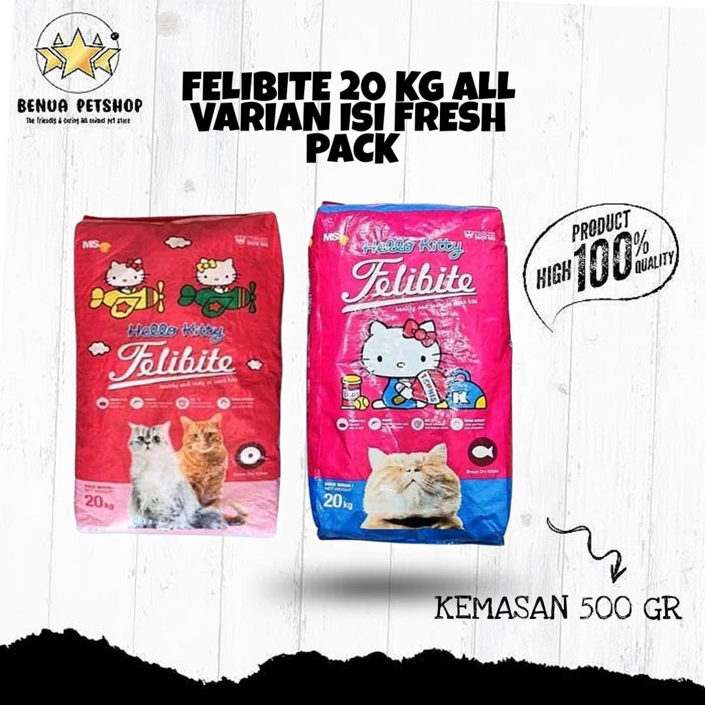 Makanan kucing kering Premium Felibite 20kg Kemasan 500 gr All varian (EKSPEDISI)